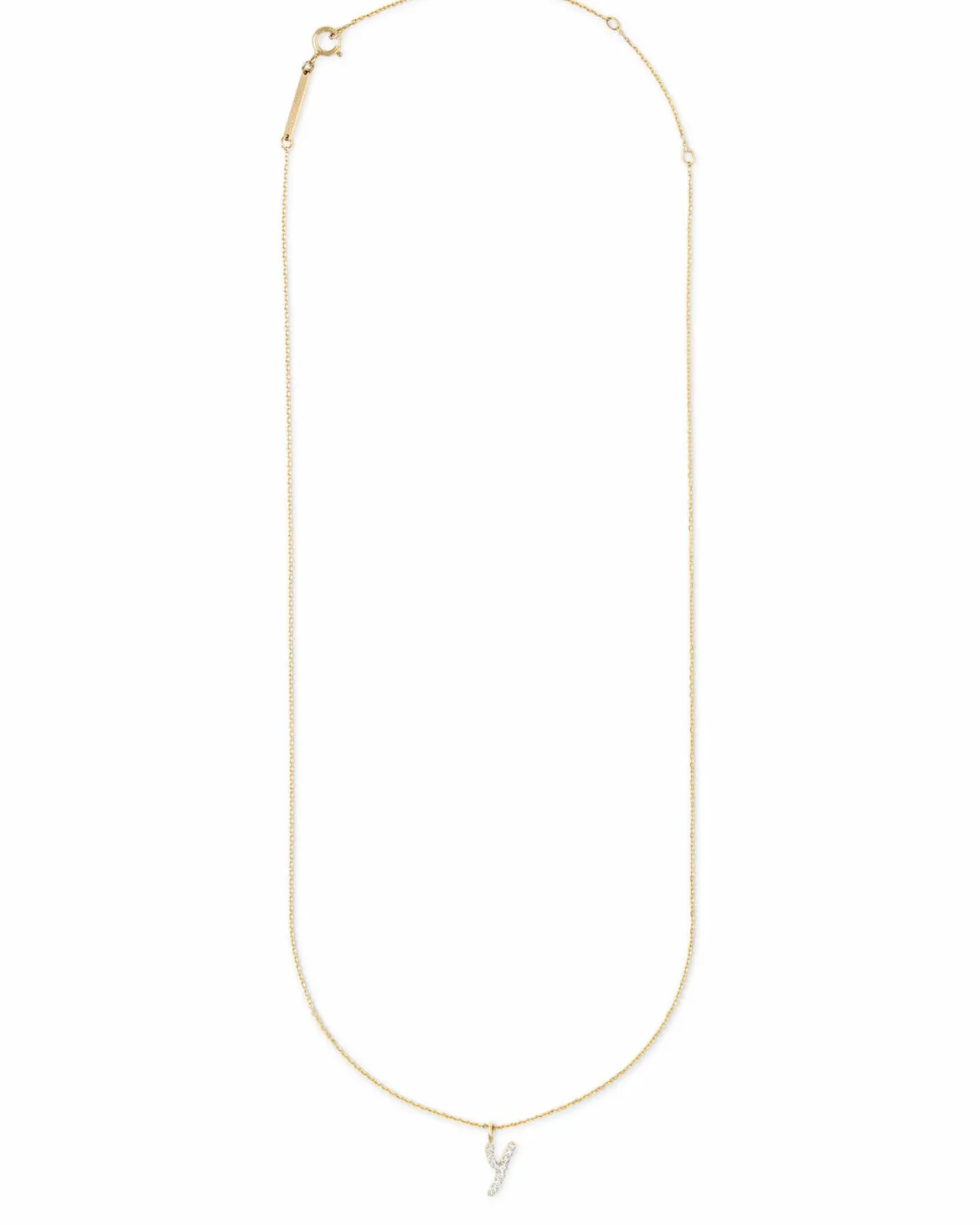 Diamond Letter Y Pendant Necklace in 14k Yellow Gold