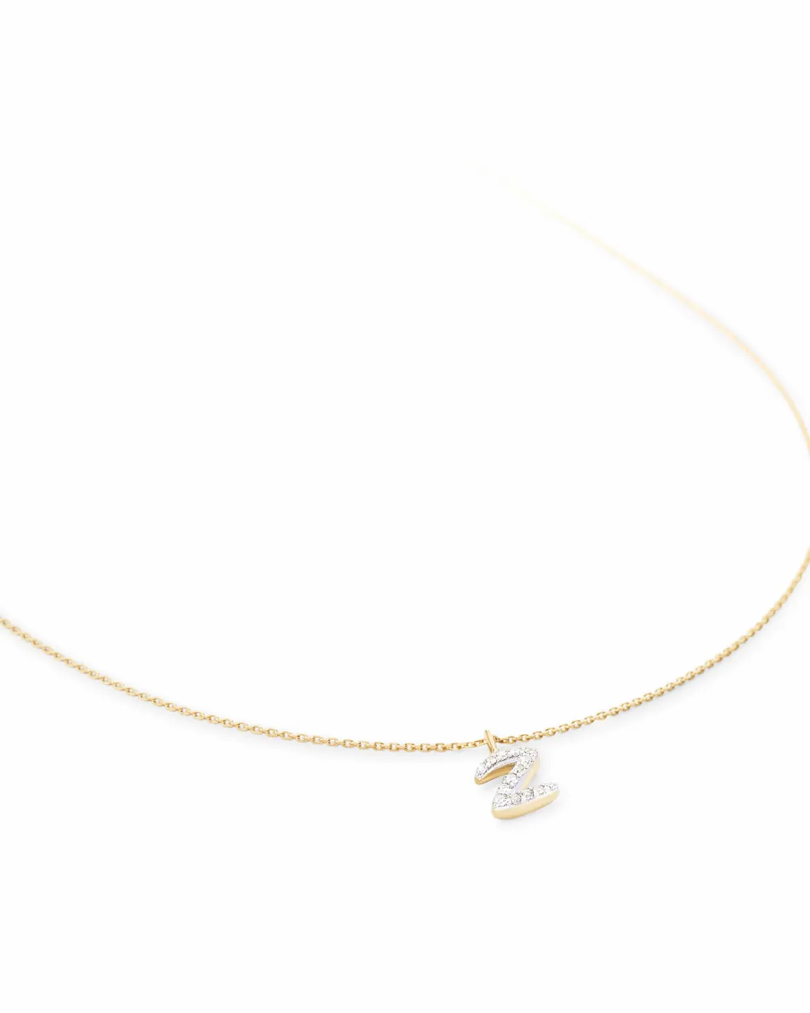 Diamond Letter Z Pendant Necklace in 14k Yellow Gold