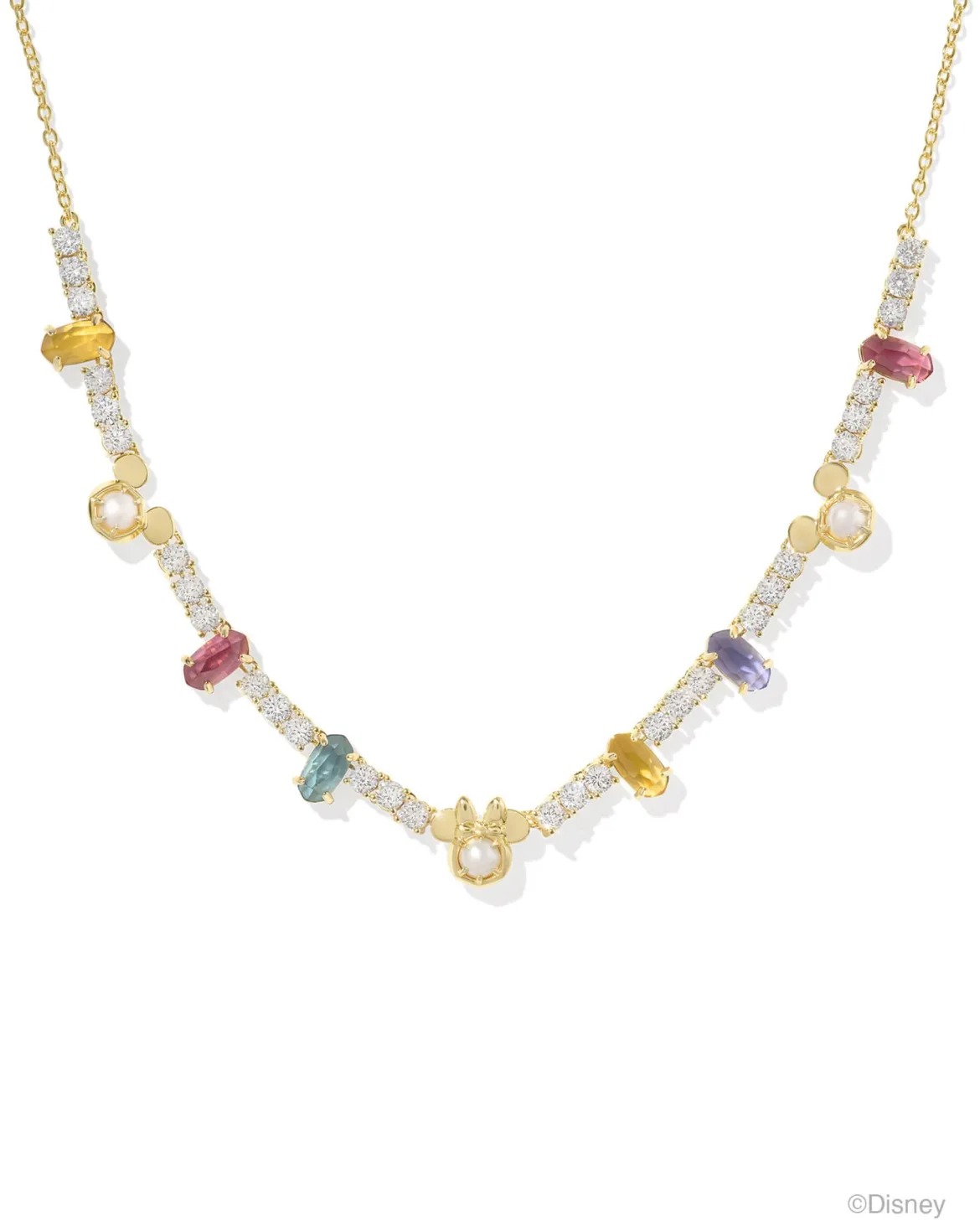 Disney | Kendra Scott Gold Mickey Mouse and Minnie Mouse Tennis Necklace in Multi Mix