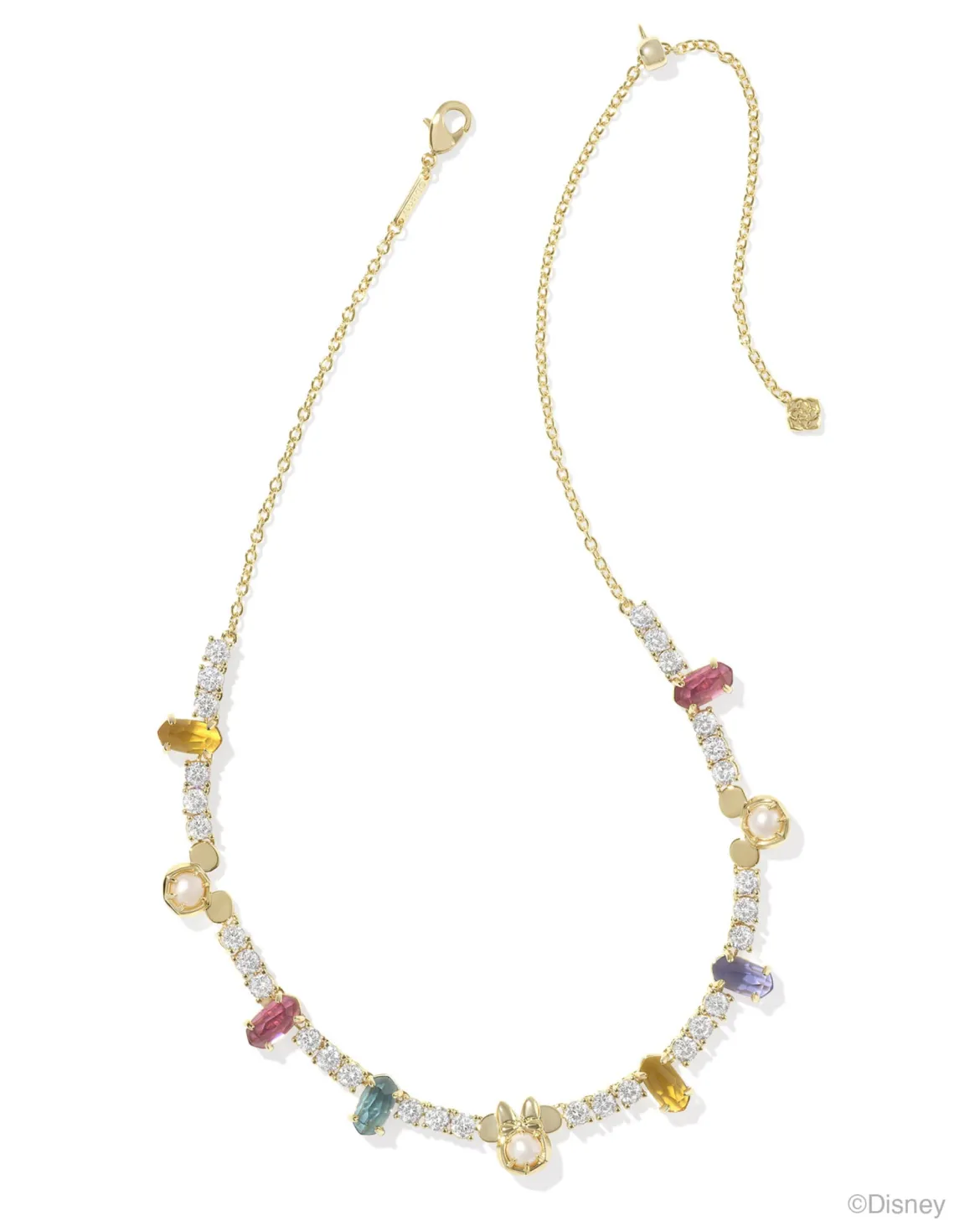 Disney | Kendra Scott Gold Mickey Mouse and Minnie Mouse Tennis Necklace in Multi Mix