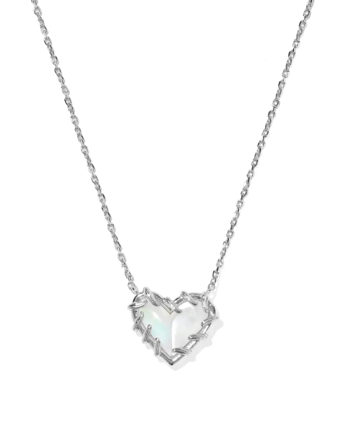 Dolly Parton x Kendra Scott Patchwork Ari Heart Silver Short Pendant Necklace
