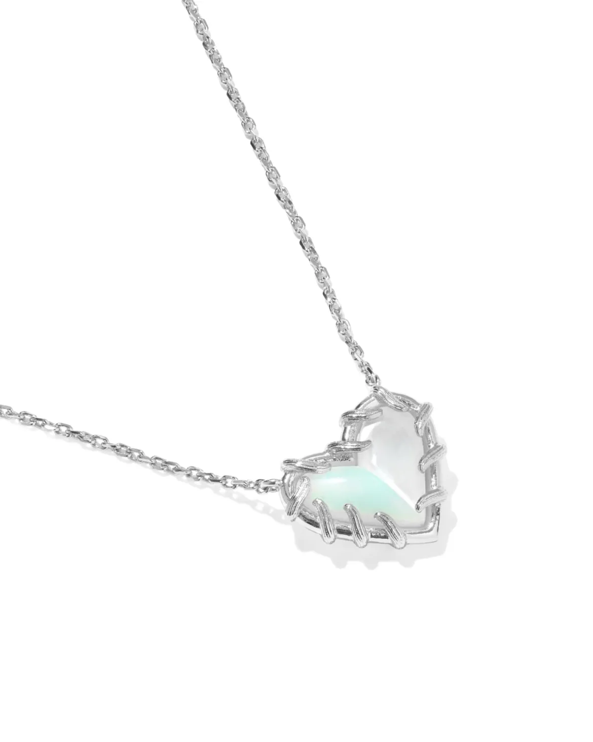 Dolly Parton x Kendra Scott Patchwork Ari Heart Silver Short Pendant Necklace