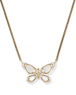 Dolly Parton x Kendra Scott Enamel Butterfly Vintage Gold Short Pendant Necklace