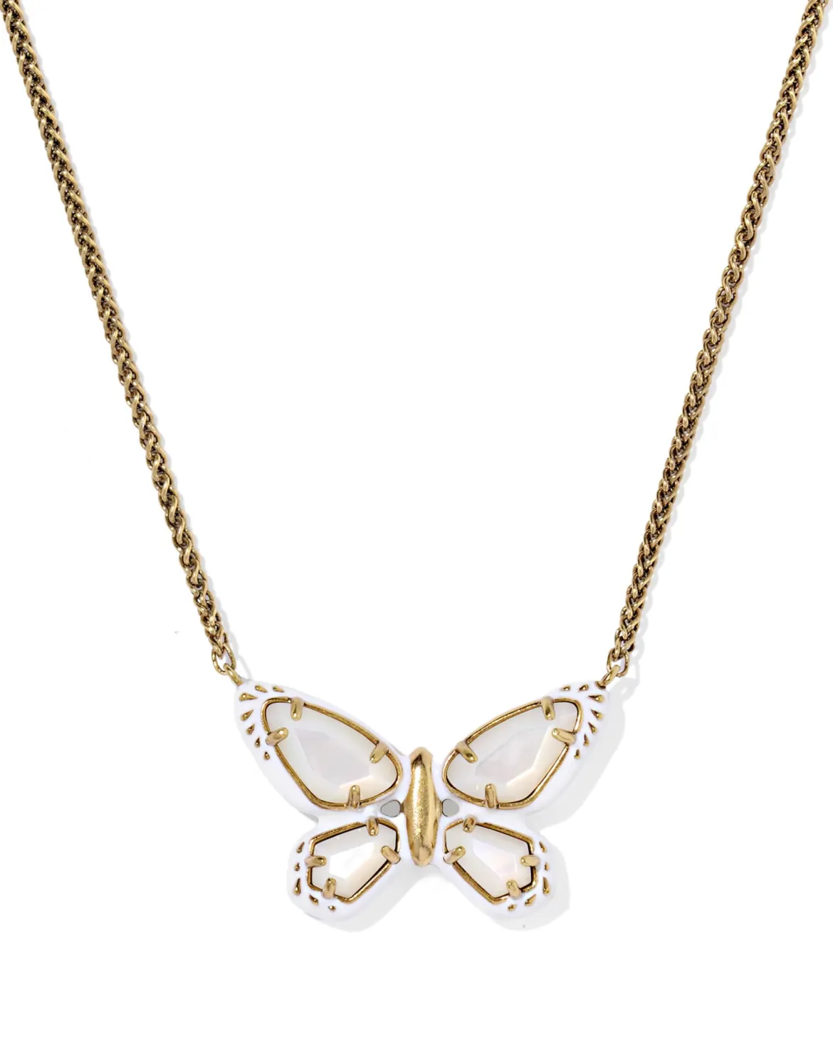 Dolly Parton x Kendra Scott Enamel Butterfly Vintage Gold Short Pendant Necklace