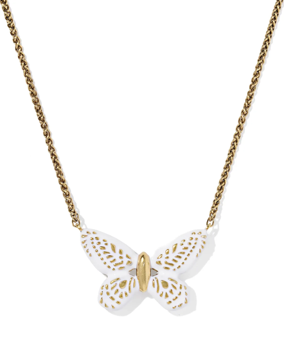 Dolly Parton x Kendra Scott Enamel Butterfly Vintage Gold Short Pendant Necklace