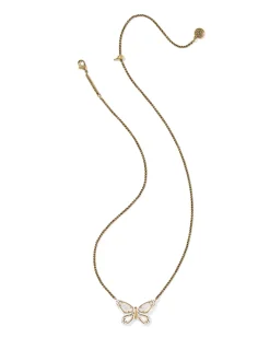 Dolly Parton x Kendra Scott Enamel Butterfly Vintage Gold Short Pendant Necklace