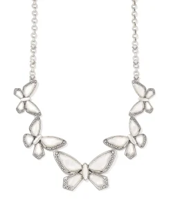 Dolly Parton x Kendra Scott Vintage Silver 1974 Butterfly Statement Necklace in Ivory Mother-of-Pearl