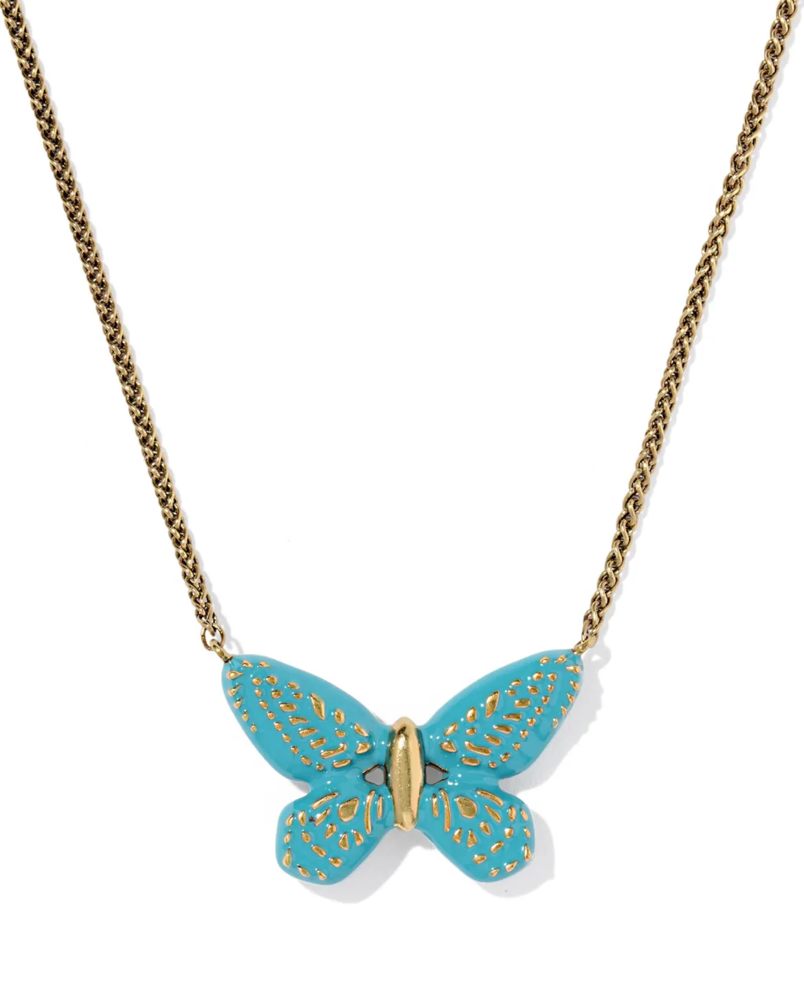 Dolly Parton x Kendra Scott Enamel Butterfly Vintage Gold Short Pendant Necklace