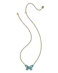 Dolly Parton x Kendra Scott Enamel Butterfly Vintage Gold Short Pendant Necklace