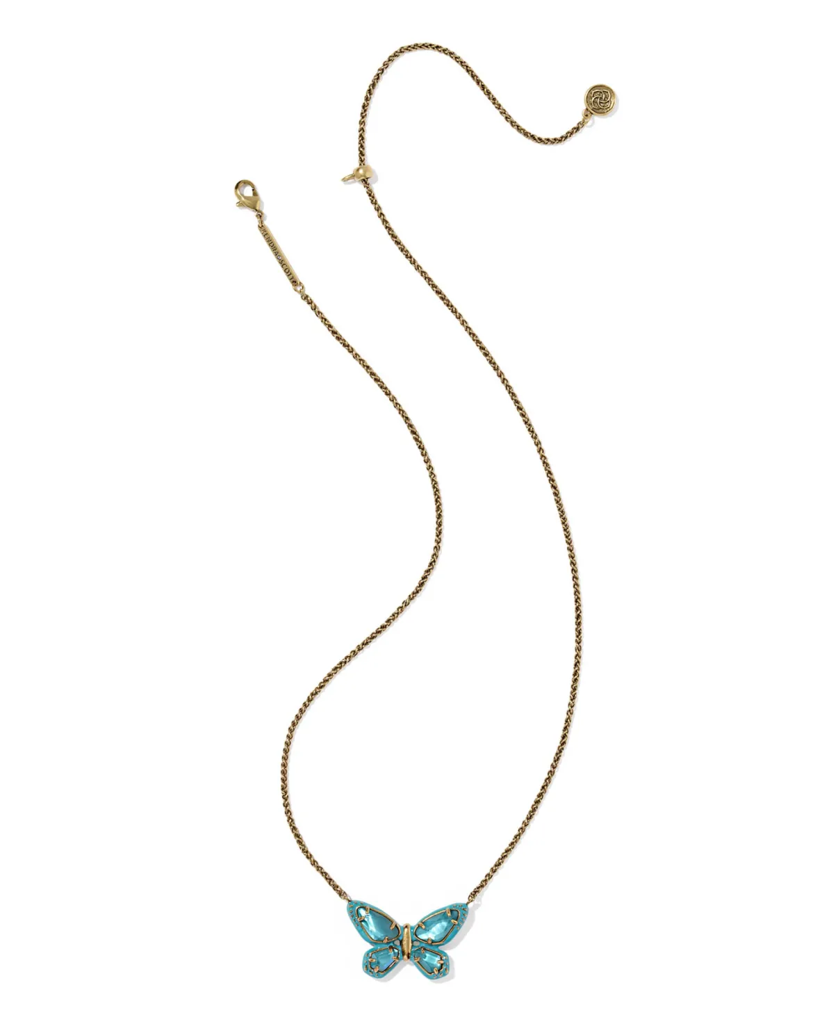 Dolly Parton x Kendra Scott Enamel Butterfly Vintage Gold Short Pendant Necklace