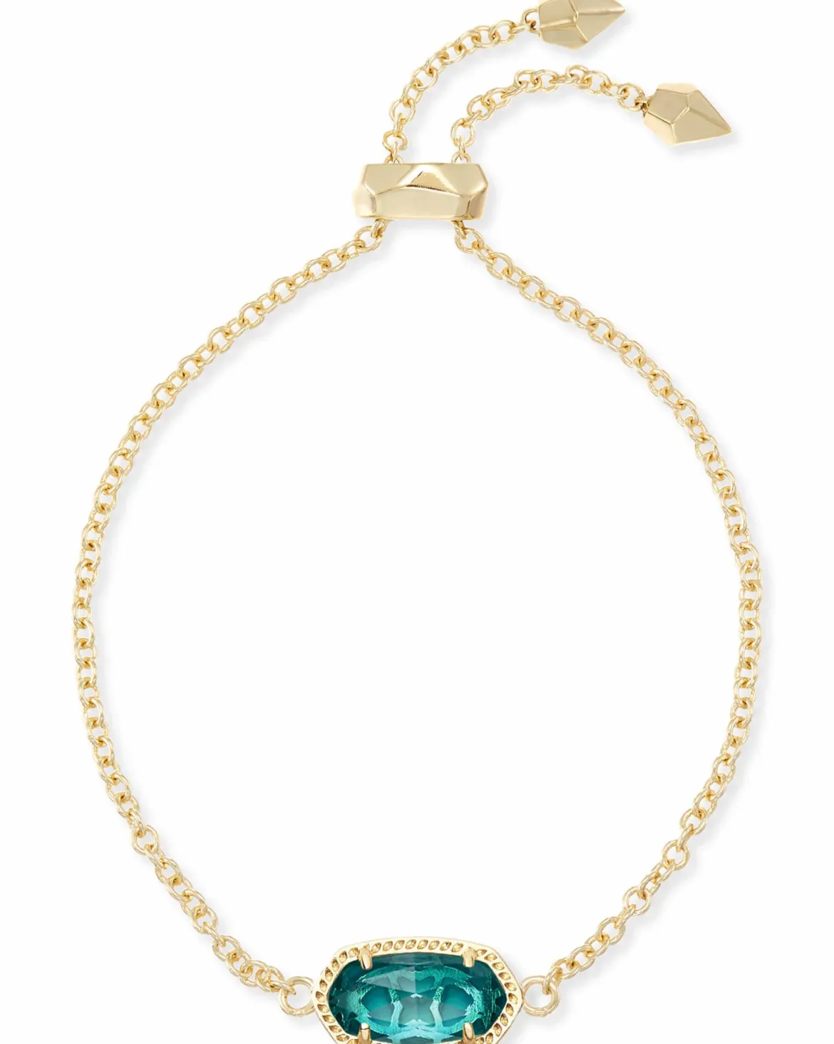 Elaina Gold Adjustable Chain Bracelet in London Blue Glass