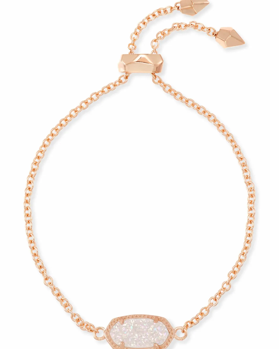 Elaina Rose Gold Adjustable Chain Bracelet in Iridescent Drusy