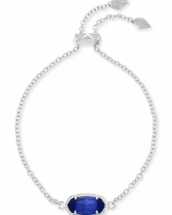 Elaina Silver Adjustable Chain Bracelet in Cobalt Cat’s Eye
