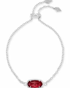 Elaina Silver Adjustable Chain Bracelet in Berry Glass