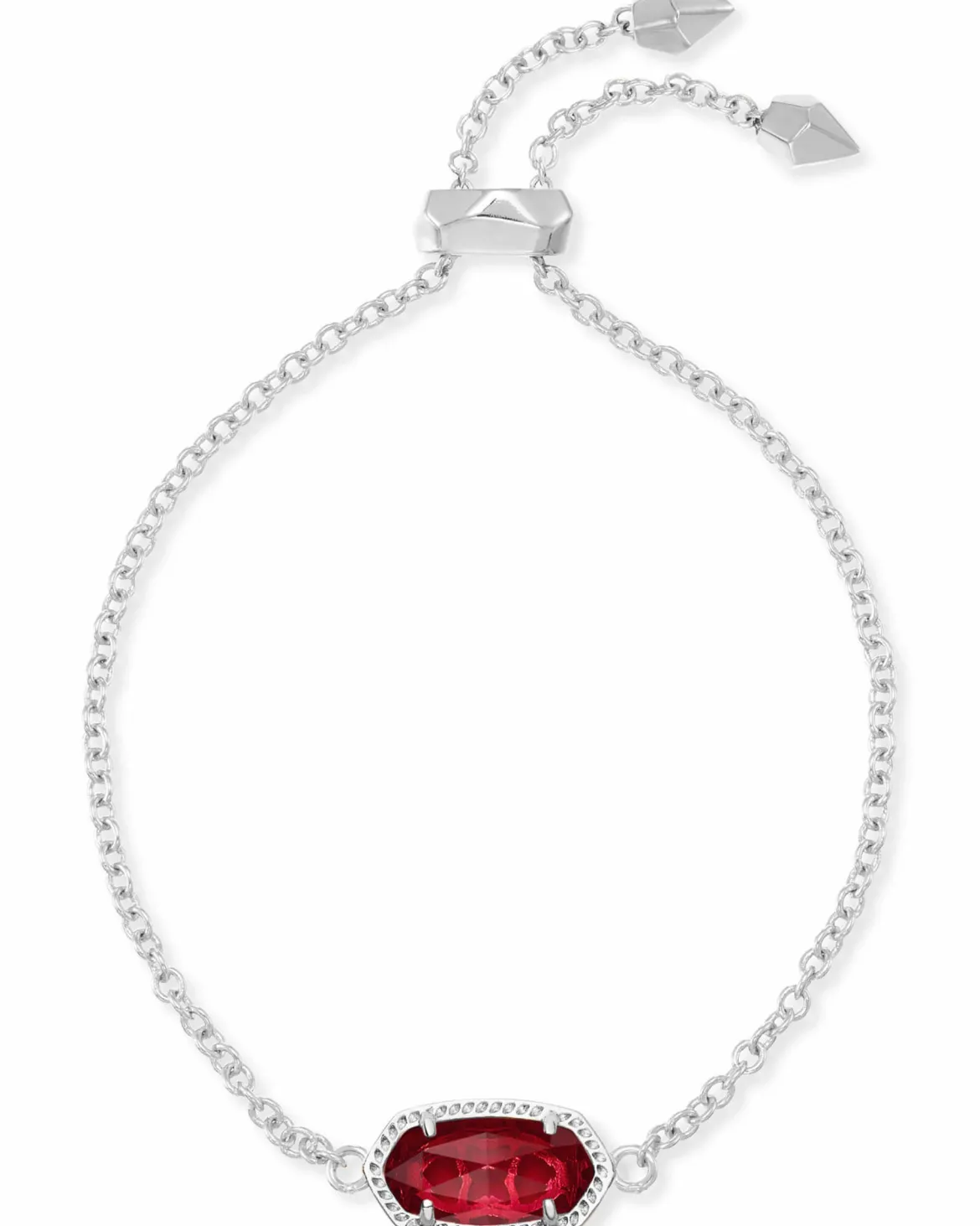 Elaina Silver Adjustable Chain Bracelet in Berry Glass