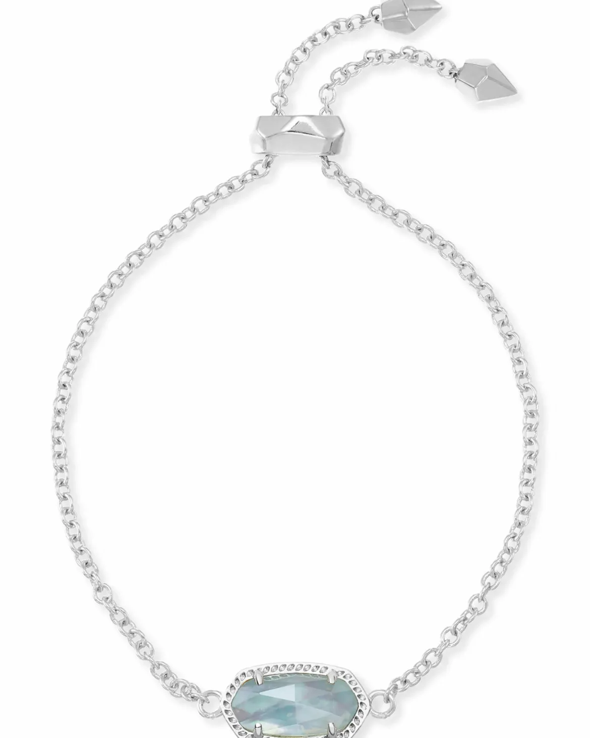 Elaina Silver Adjustable Chain Bracelet in Light Blue Illusion