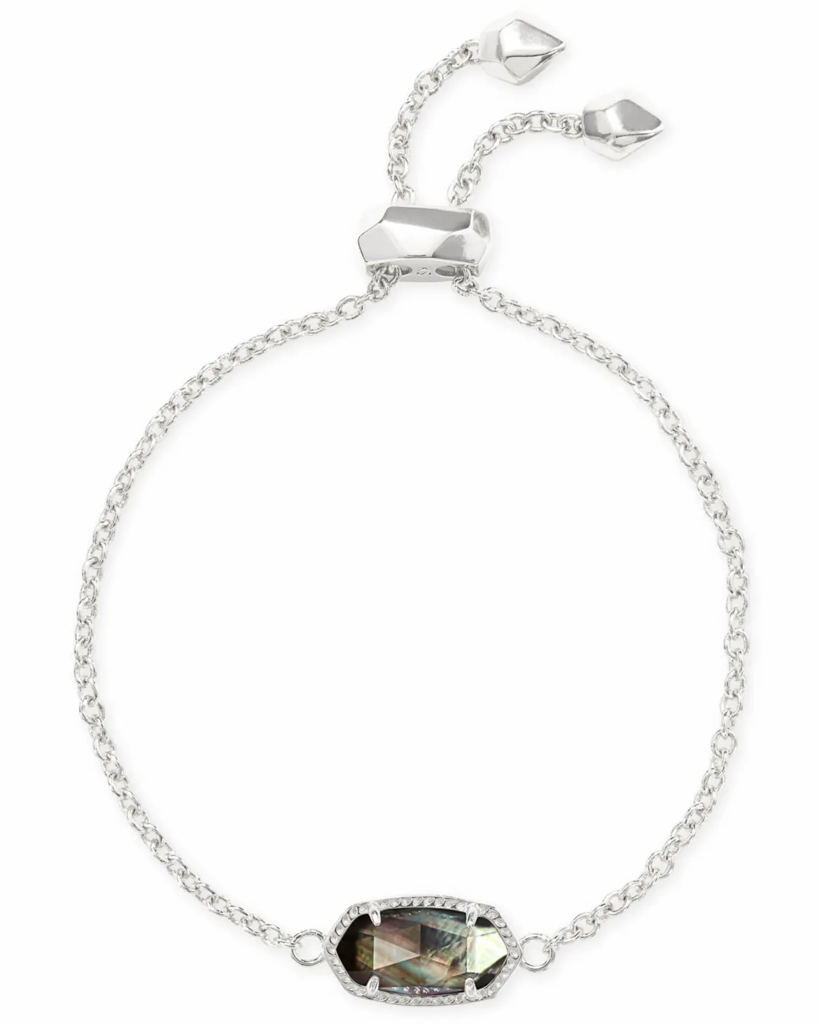 Elaina Silver Chain Bracelet in Black Mother-of-Pearl
