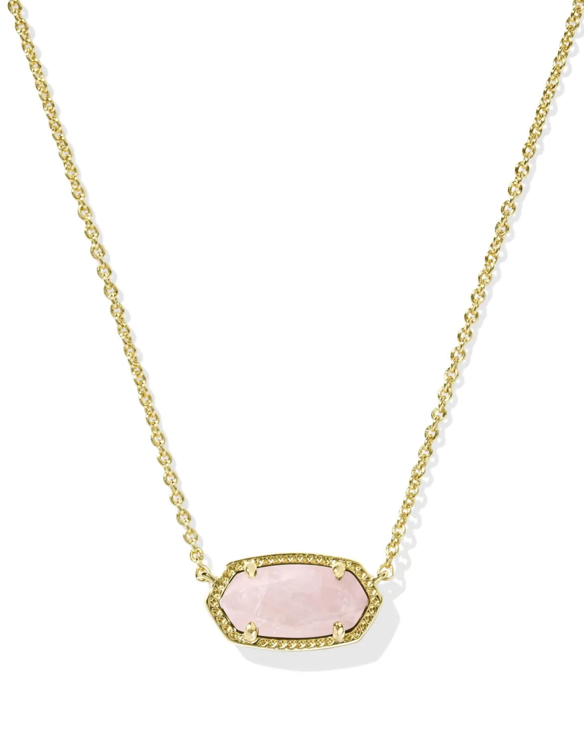 Elisa Gold Pendant Necklace in Rose Quartz