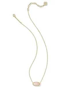 Elisa Gold Pendant Necklace in Rose Quartz