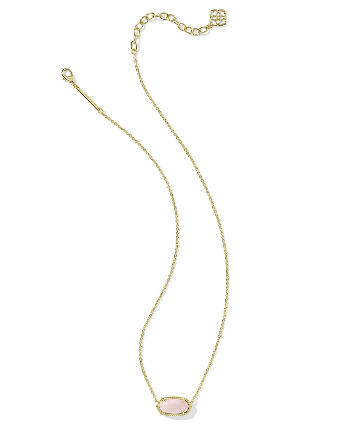 Elisa Gold Pendant Necklace in Rose Quartz
