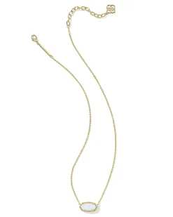 Elisa Gold Pendant Necklace in White Lab Grown Opal