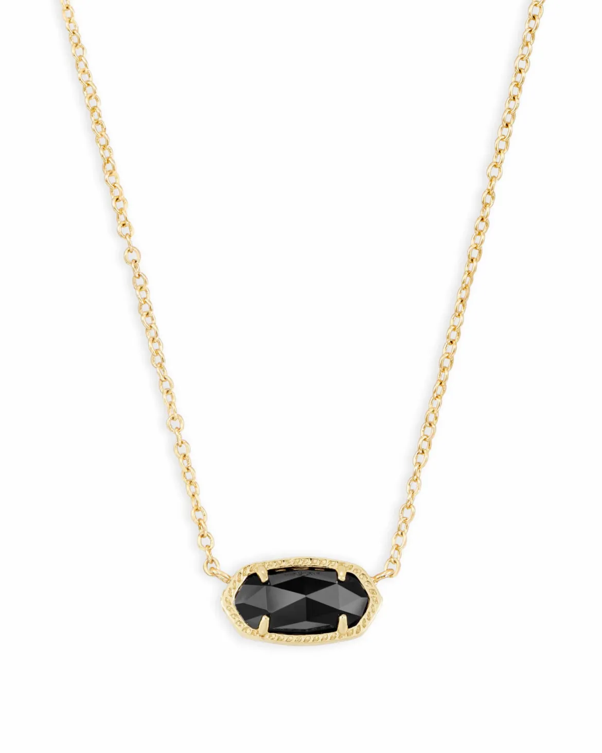 Elisa Gold Pendant Necklace in Black Opaque Glass