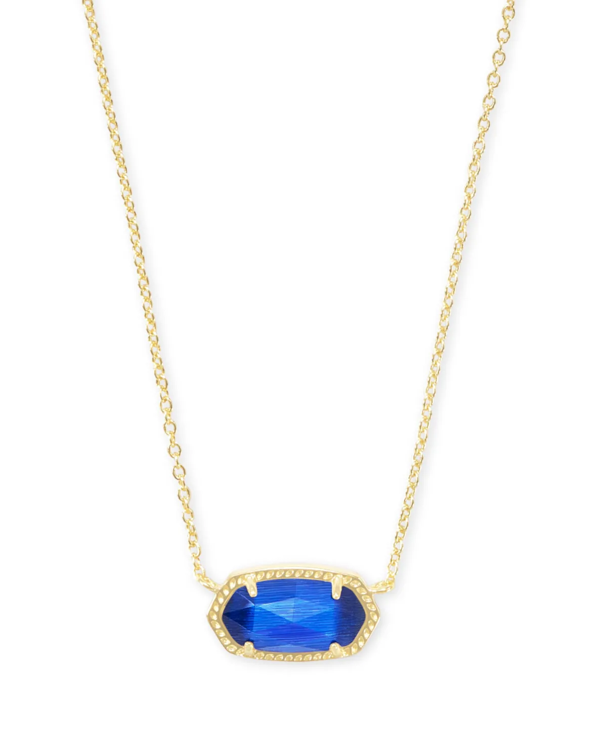 Elisa Gold Pendant Necklace in Cobalt Cat's Eye