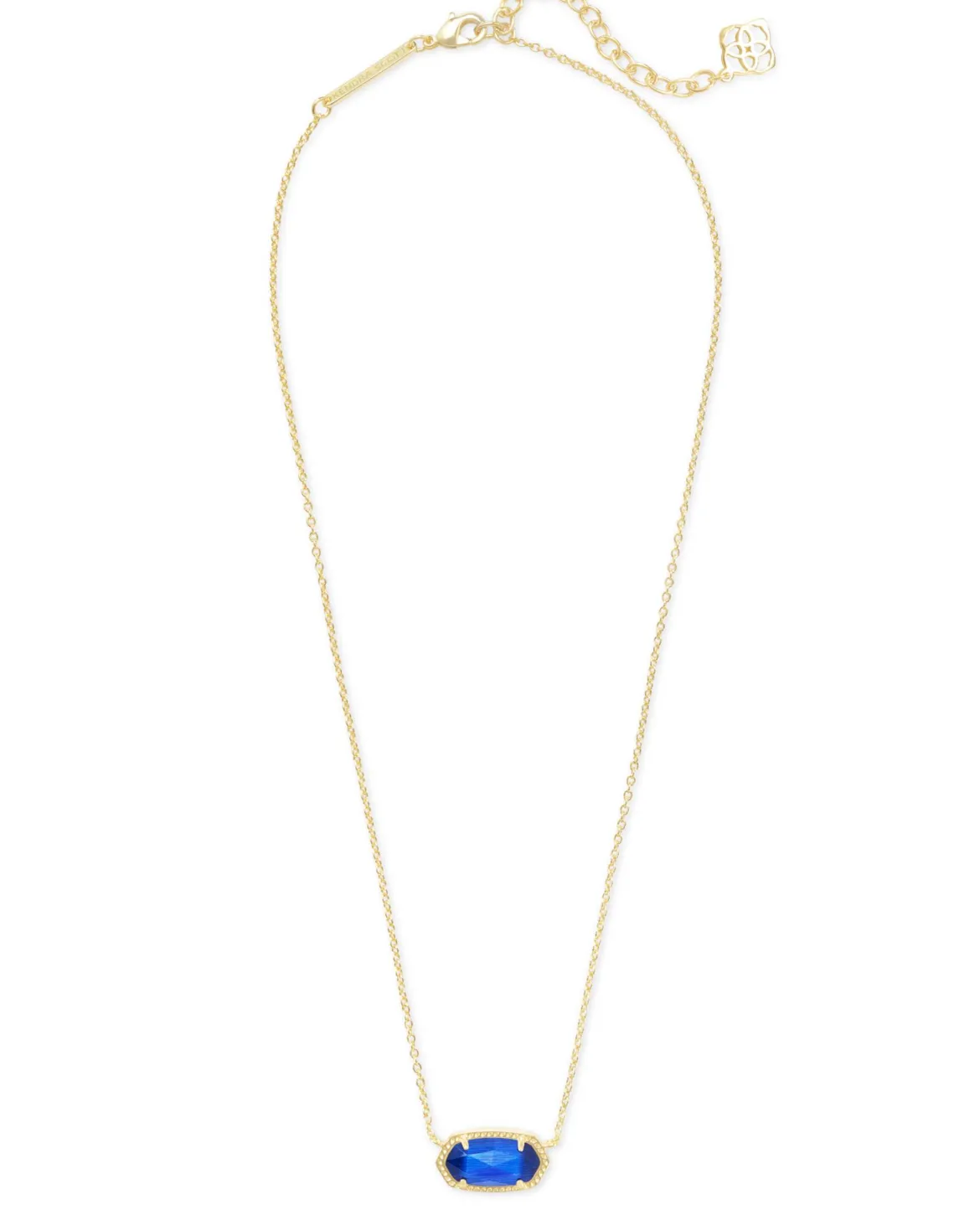 Elisa Gold Pendant Necklace in Cobalt Cat's Eye
