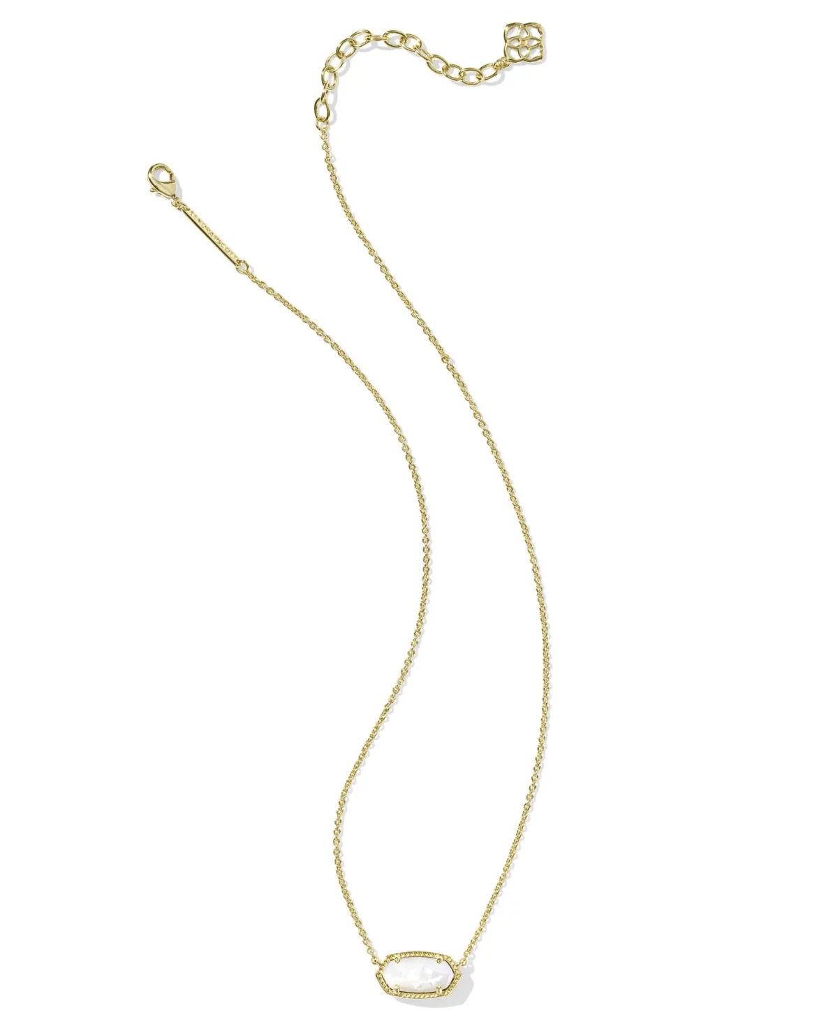 Elisa Gold Pendant Necklace in Ivory Mother-of-Pearl