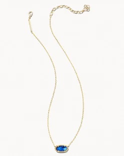 Elisa Gold Pendant Necklace in Navy Abalone
