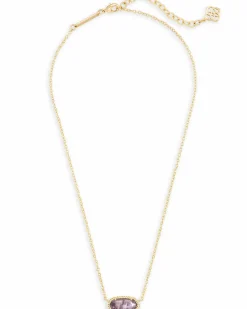 Elisa Gold Pendant Necklace in Amethyst