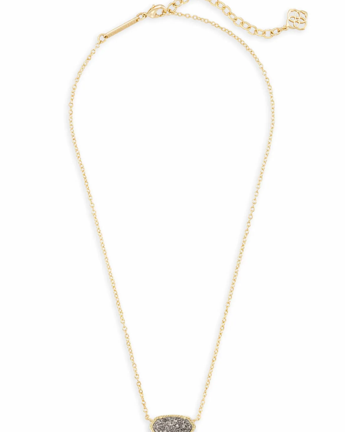 Elisa Gold Pendant Necklace in Platinum Drusy