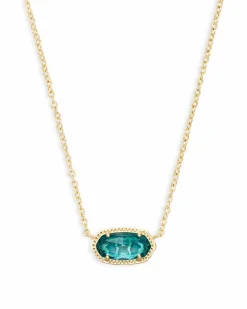 Elisa Gold Pendant Necklace in London Blue Glass