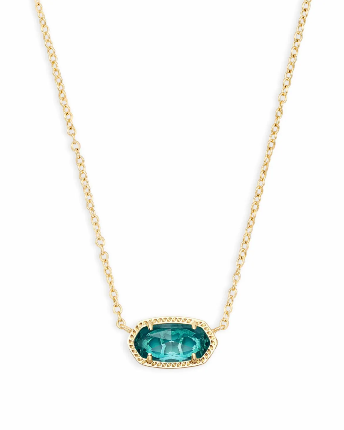 Elisa Gold Pendant Necklace in London Blue Glass