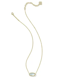Elisa Gold Pendant Necklace in Light Blue Illusion