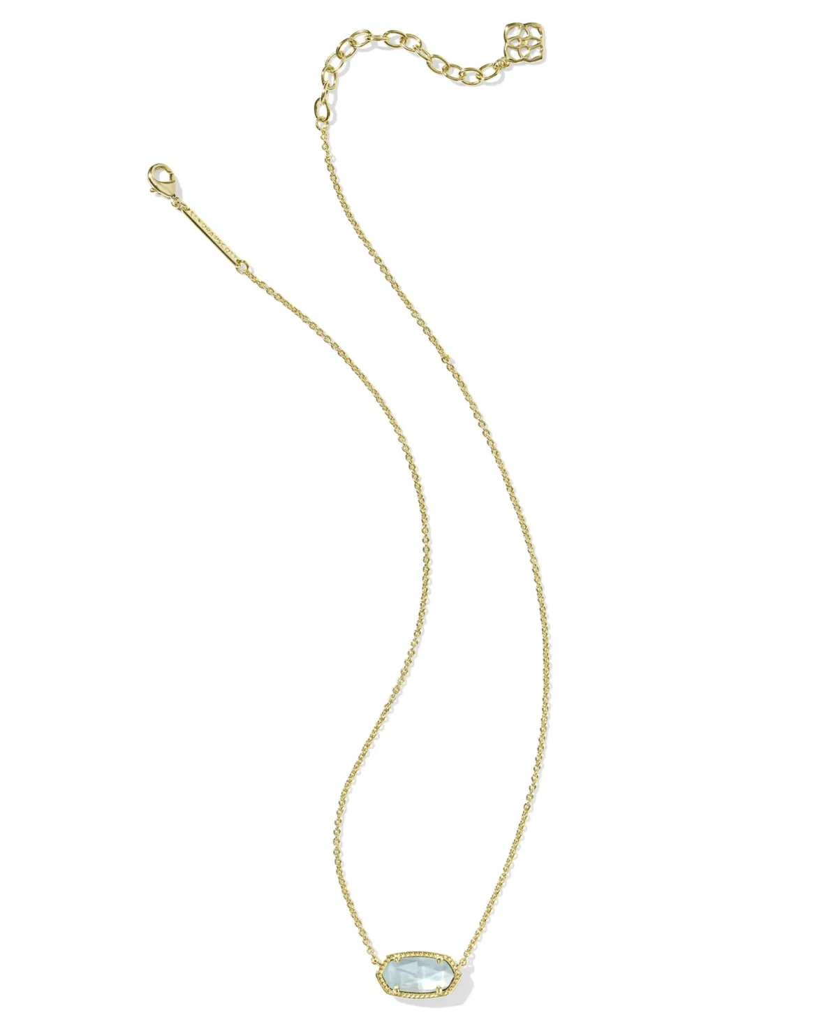 Elisa Gold Pendant Necklace in Light Blue Illusion