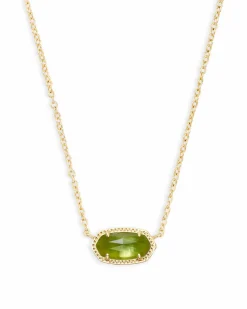 Elisa Gold Pendant Necklace in Peridot Illusion