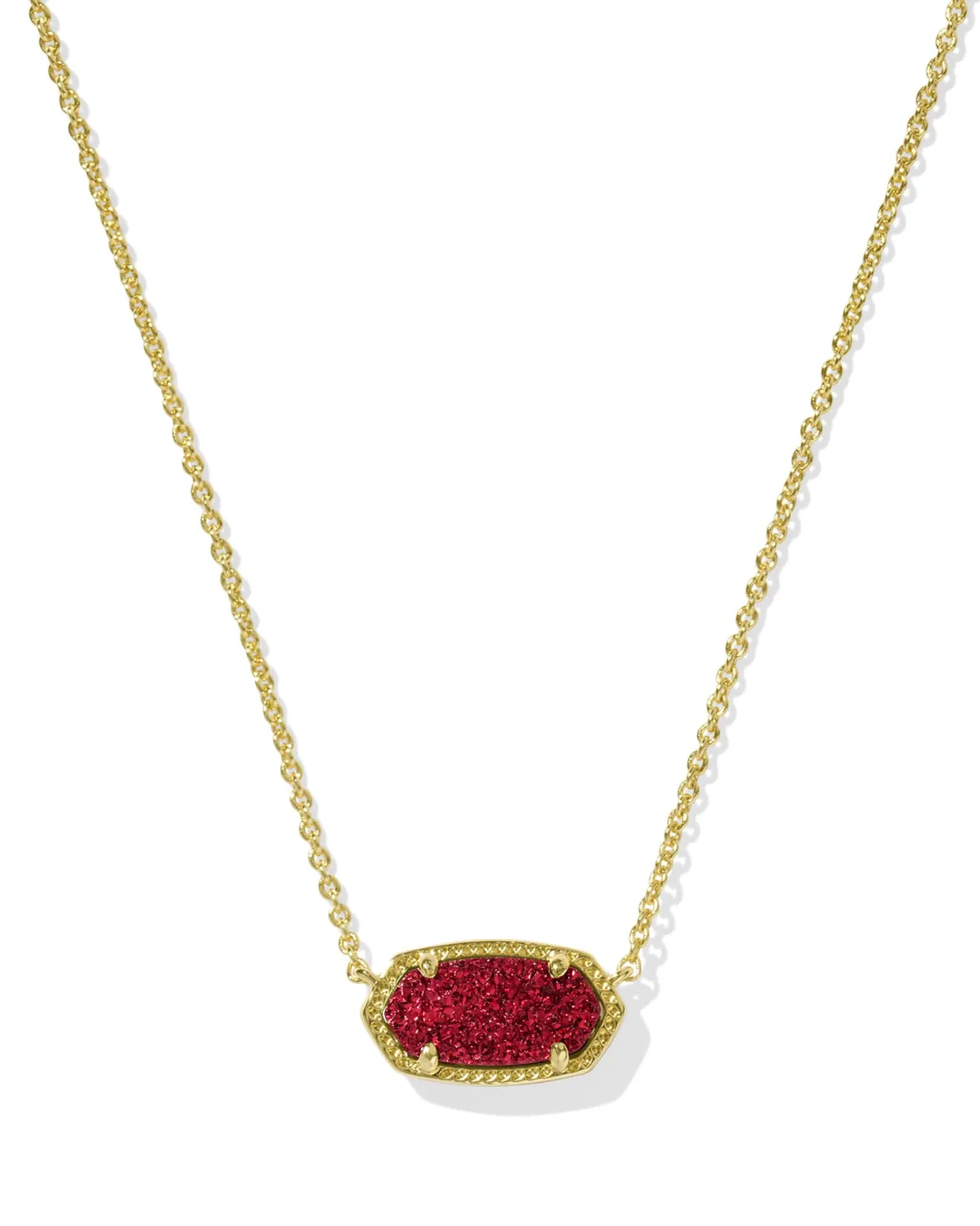 Elisa Gold Short Pendant Necklace in Bright Red Drusy