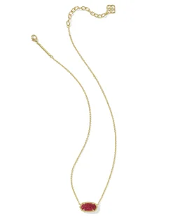 Elisa Gold Short Pendant Necklace in Bright Red Drusy