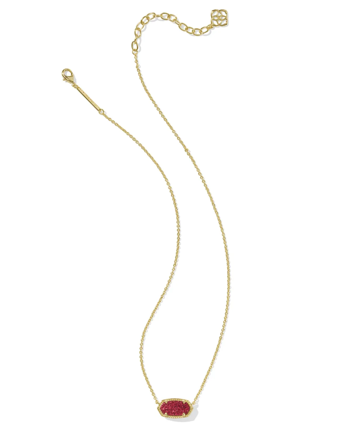 Elisa Gold Short Pendant Necklace in Bright Red Drusy