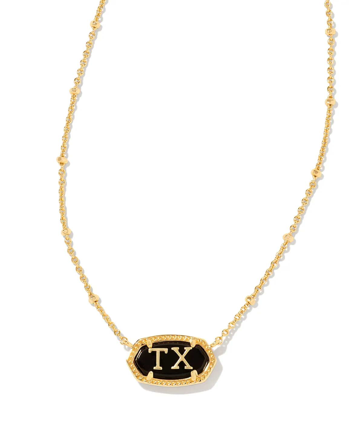 Elisa Gold Texas Necklace in Black Agate