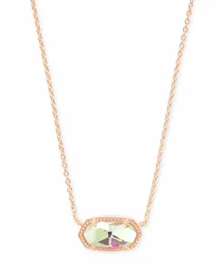Elisa Rose Gold Pendant Necklace in Dichroic Glass