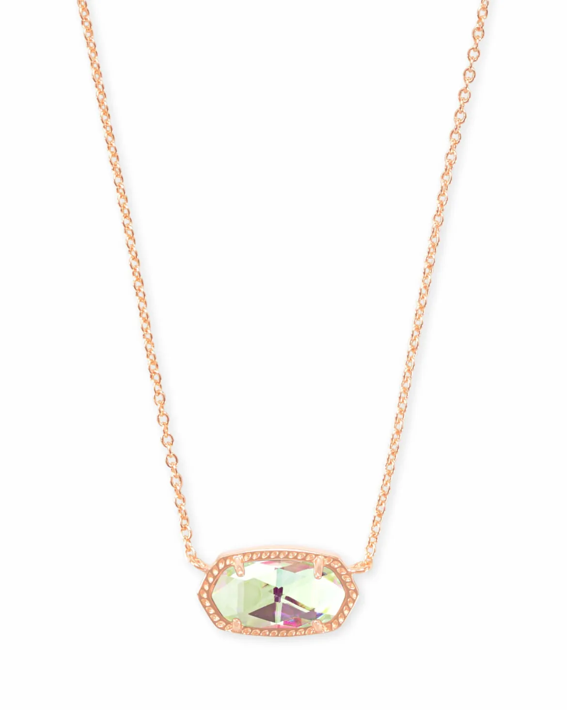 Elisa Rose Gold Pendant Necklace in Dichroic Glass