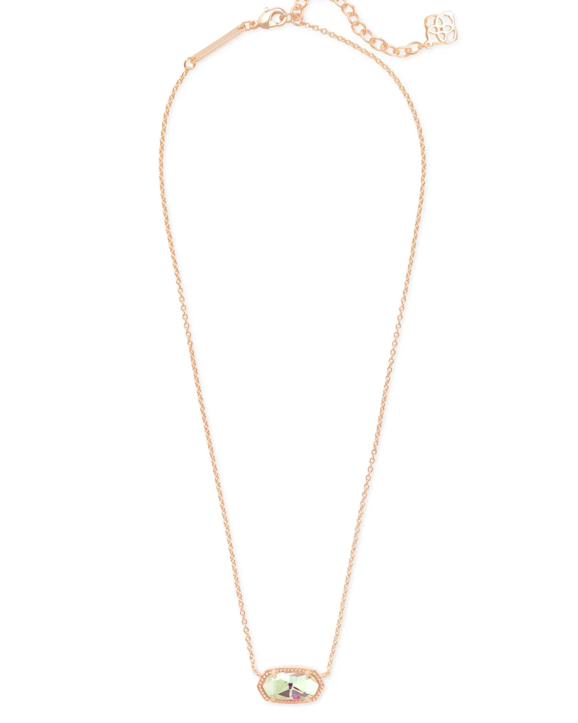 Elisa Rose Gold Pendant Necklace in Dichroic Glass