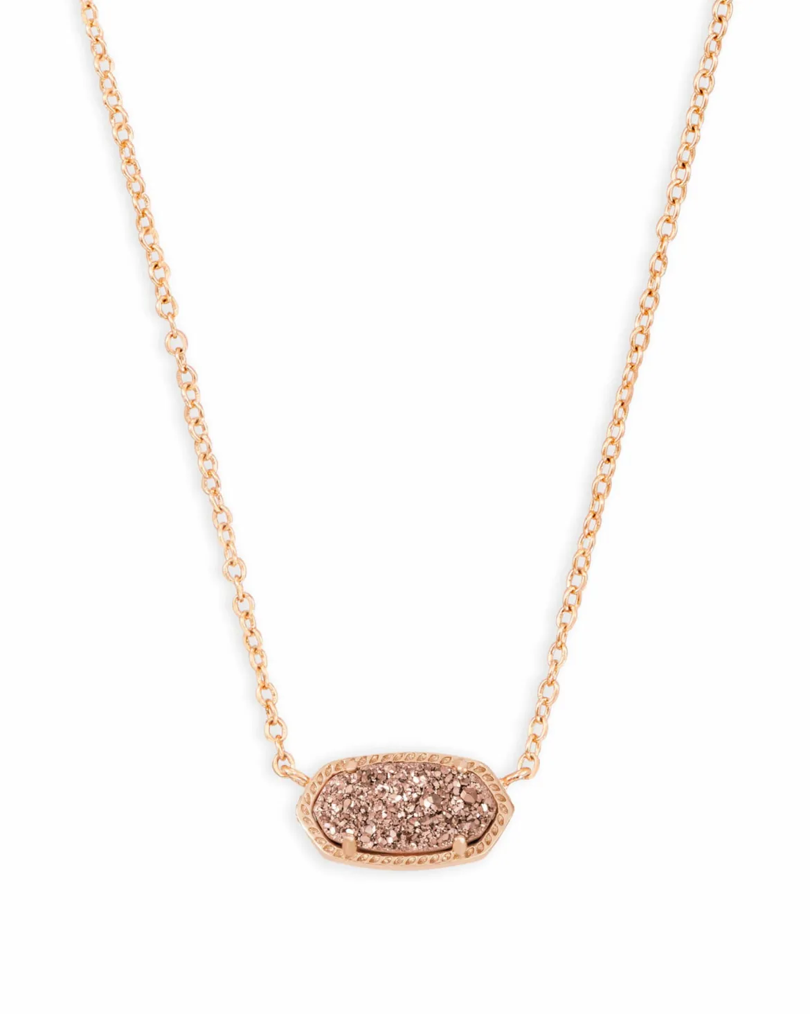 Elisa Rose Gold Pendant Necklace in Rose Gold Drusy