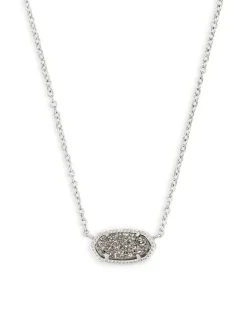Elisa Silver Extended Length Pendant Necklace in Platinum Drusy