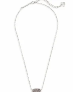Elisa Silver Extended Length Pendant Necklace in Platinum Drusy