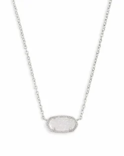 Elisa Silver Pendant Necklace in Iridescent Drusy