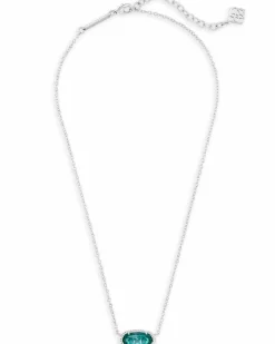 Elisa Silver Pendant Necklace in London Blue Glass