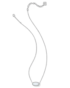 Elisa Silver Pendant Necklace in White Lab Grown Opal